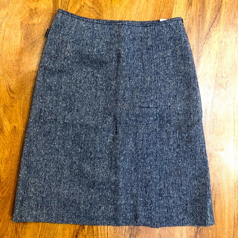 Vintage MOSCHINO Blue Tweed Skirt. Wool A line skirt.